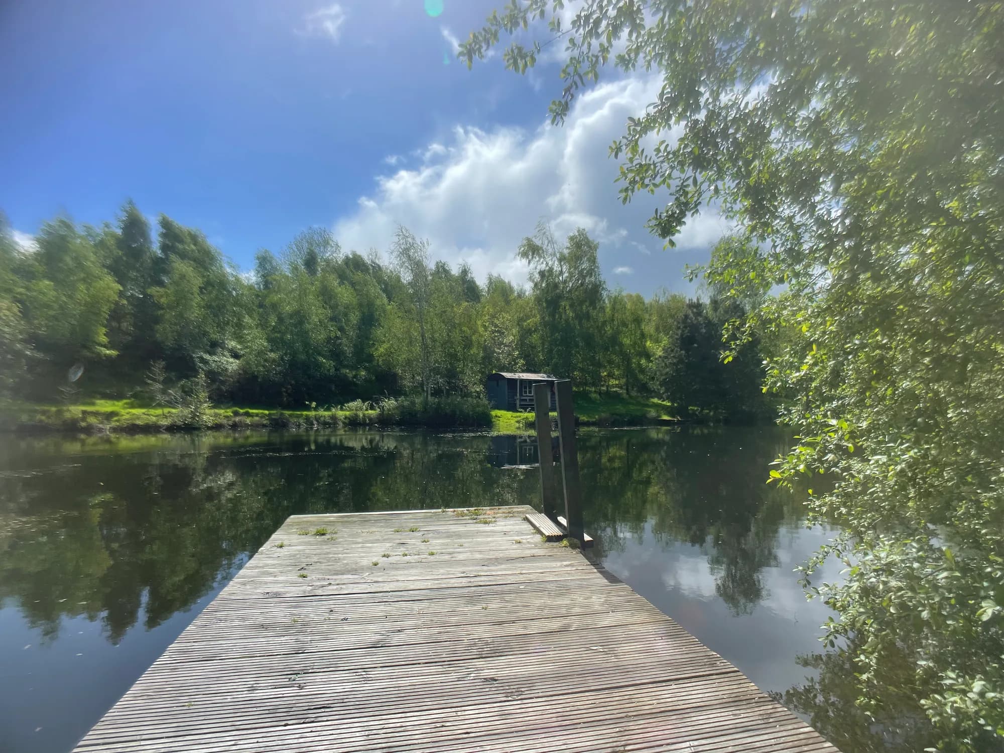 The private lake at Garth Barns for wild swimming